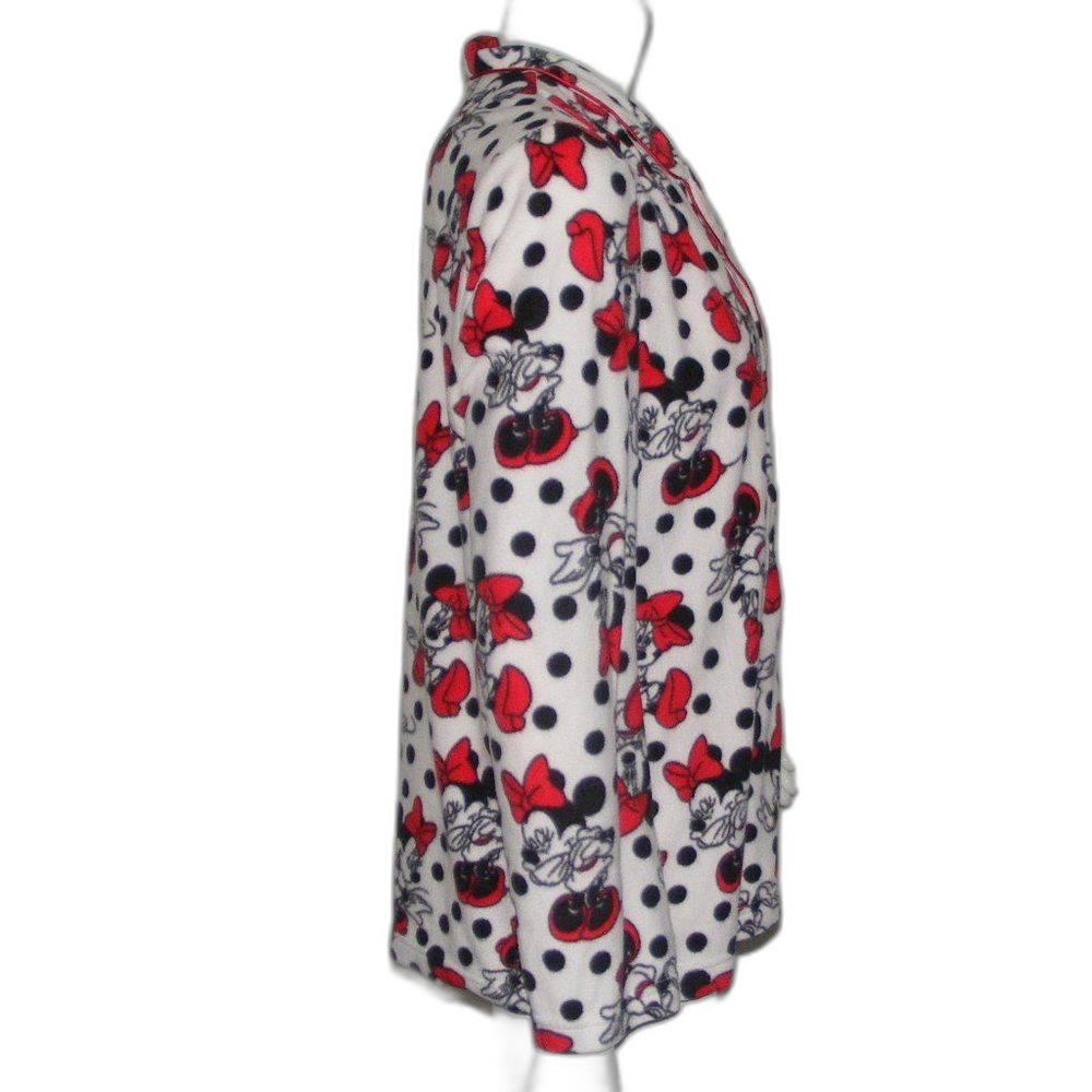 DISNEY Minnie Mouse Pajama Top, L, White Polka Dots, Minnie all over, Buttons LS - Picture 6 of 11
